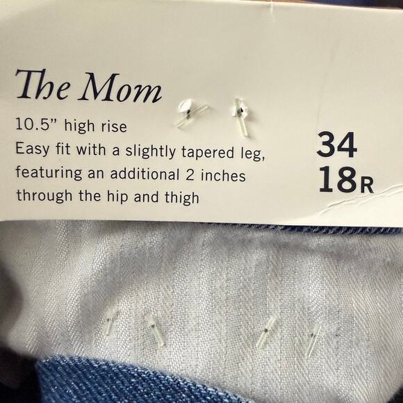 Abercrombie & Fitch Curve Love The Mom High Rise Jeans 34 18R Blue Denim Raw Hem - Picture 8 of 9